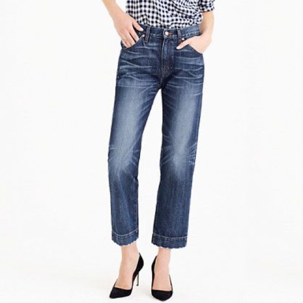 Jcrew Point Sur Japanese denim wide leg crop new with tags size 30.